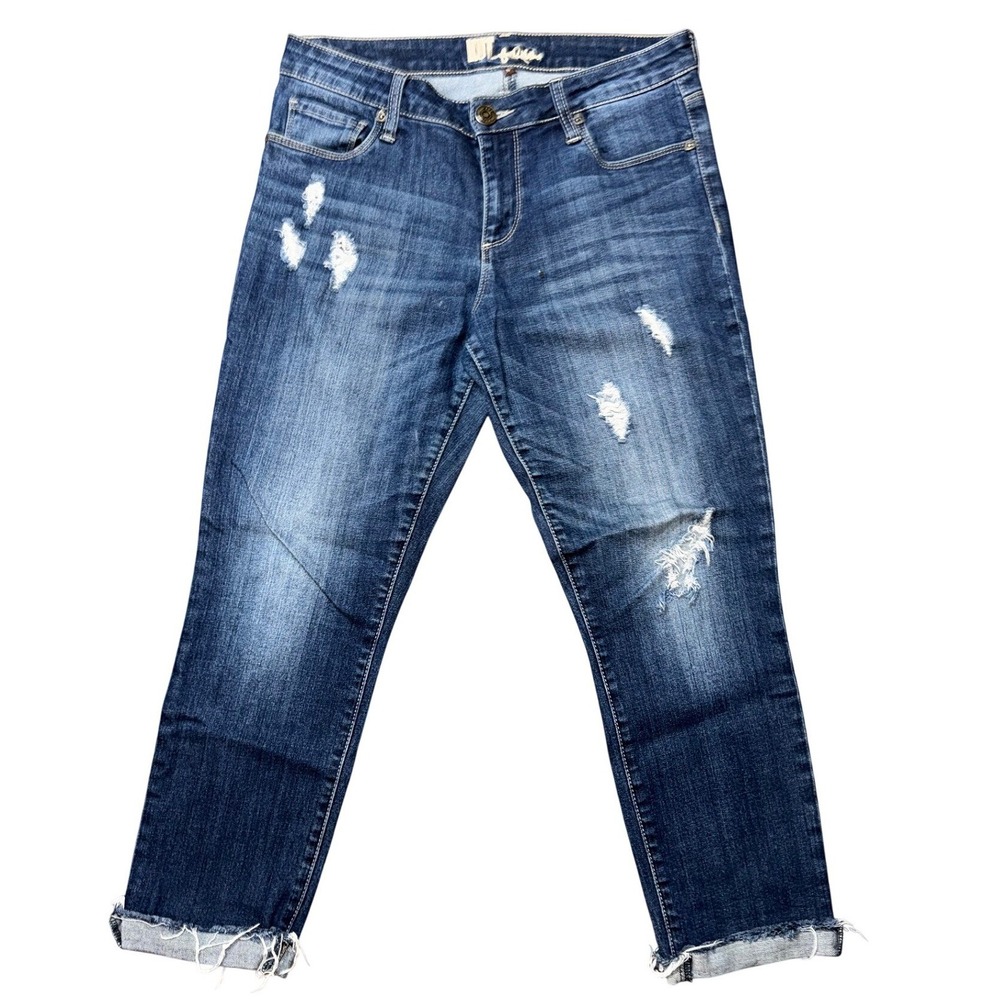 KUT from the Kloth Catherine Boyfriend Distressed Jeans Medium Wash Size 6